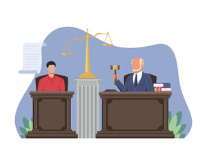 Courtroom Trial Scene Illustration