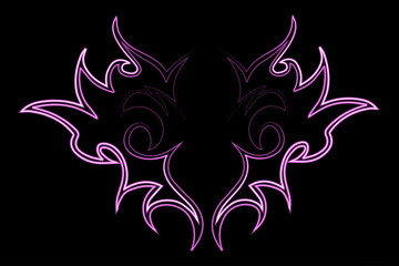 Vector isolated illustration cybersigilism, neo tribal gothic style tattoo with neon effect