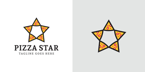 Creative Pizza Star Logo Design for Restaurant and Food Brand