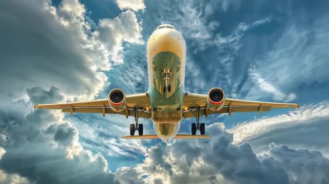Video A commercial airliner soaring above the clouds, suitable for use in travel, transportation, or aviation-themed projects