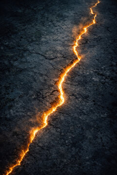 Cracked border line splitting solid ground, glowing fissure symbolizing threat to sovereignty and annexation