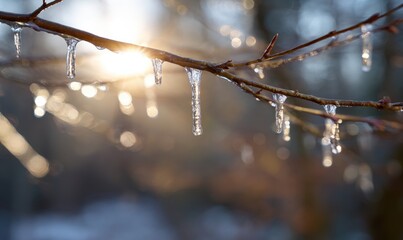 Obraz premium A branch covered in ice