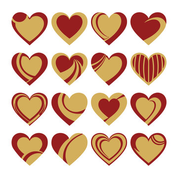 heart, hearts, love, romantic, romance, valentine, valentine's day, wedding, anniversary, engagement, red heart, gold heart, heart icon, heart symbol, love icon, romantic icon, heart set, heart collec