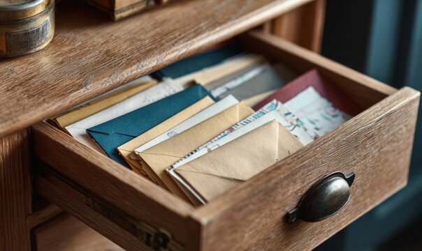 A drawer full of letters and postcards