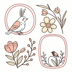 Pastel seasonal frame set with soft rounded borders, perfect for spring and summer invitations, cards, and decorative designs.