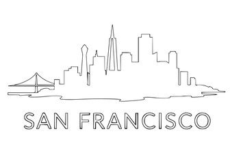 Fototapeta premium San Francisco skyline illustration, capacity line art, vector illustration of city skyline