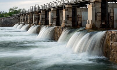 Obraz premium A large body of water with a bridge over it