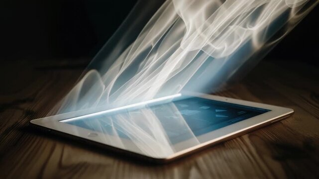 Video A tablet computer with smoke coming out of it