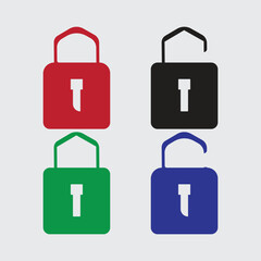 Padlock Icon Set - Colorful Locked and Unlocked Security Vector Graphics