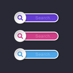 Obraz premium Modern Search Bar UI Elements with Magnifying Glass Icons