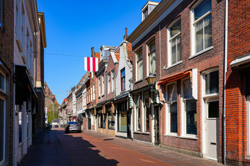 Naklejka premium Charming streets and historic architecture in the fortified town of Brielle, South Holland, the Netherlands