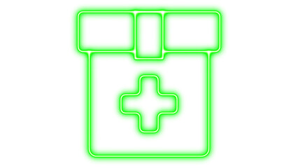 Obraz premium Abstract glowing green geometric pattern featuring a symmetrical cross and intricate neon lines, creating a vibrant digital illustration with a futuristic technological aesthetic.