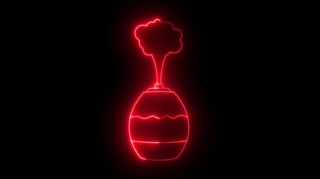 glowing neon Modern home humidifier icon isolated on black background. Humidifier air diffuser. Purifier microclimate. smart home air humidifier releasing air. 4k video animation.