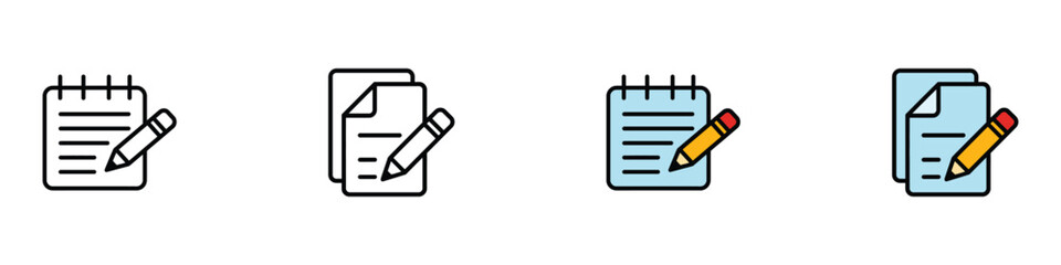 Fototapeta premium Notepad icon set vector. Note, Writing and editing document symbol. vector illustration.