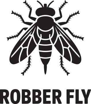 Robber fly insect silhouette vector illustration on gray checkered background