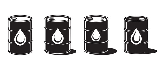 Oil Barrels with Drop Symbol Isolated on White Background.