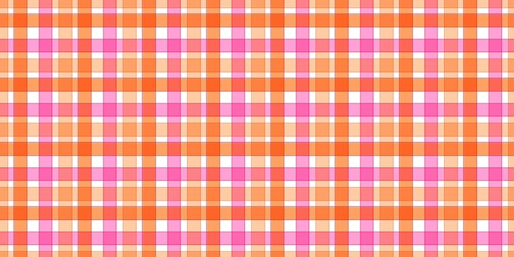 Seamless vibrant orange and bright pink plaid pattern for modern textile, fashion, and paper design.