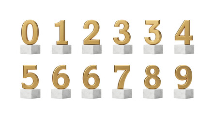 Gold Numbers on Marble Pedestals