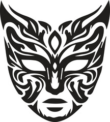 Obraz premium Abstract black feline tribal mask illustration