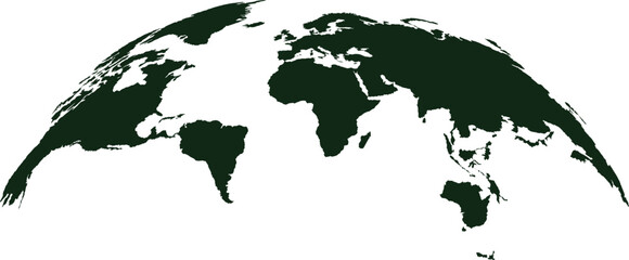 Curved World Map Silhouette - Global Perspective Vector Illustration