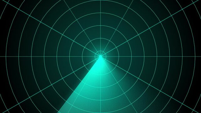 Abstract radar screen digital interface. Futuristic radar screen interface with cyan digital grid and scanning beam. Radar screen showing scan results, multiple targets detected.