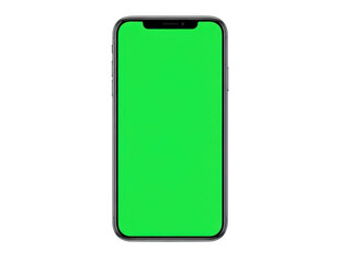 Smartphone with green screen isolated on transparent background