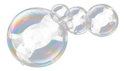 Fototapeta premium Iridescent bubbles floating in air with rainbow colors