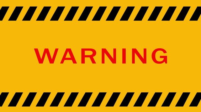 Warning sign background with caution stripes and red text