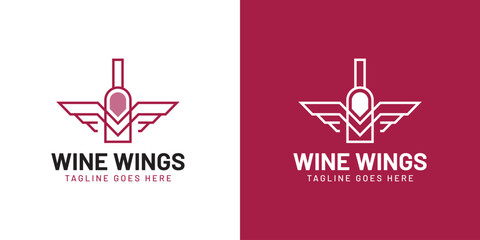 Elegant Wine Bottle Wings Logo Design for Winery Brand