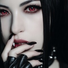 extreme close-up portrait of a woman with gothic make-up