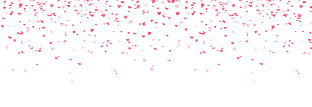 Multicolored heart-shaped confetti on an isolated transparent background. Heart confetti PNG. Design elements for Valentine&rsquo;s Day. Festive background.