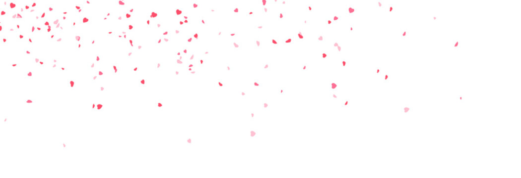 Multicolored heart-shaped confetti on an isolated transparent background. Heart confetti PNG. Design elements for Valentine&rsquo;s Day. Festive background.