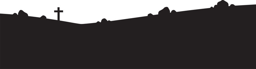 Obraz premium Cross silhouette illustration vector, graveyard symbol isolated landscape graphic