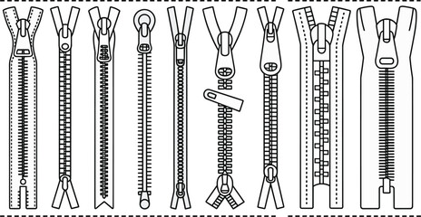 Various zipper in black and white zippers zipper sewing fashion clothing © Hey world