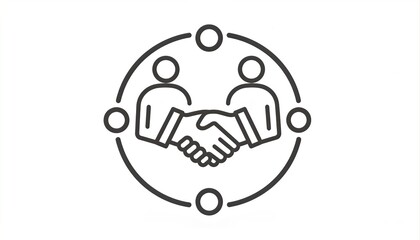 Obraz premium Business partnership and handshake icon in circle for agreement and cooperation concept