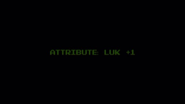 Green 8 Bit Retro Pixel Text Displaying Attribute Increase, LUK +1 Video Game Status Notification Motion Graphic Animation 4k video animation seamless loop