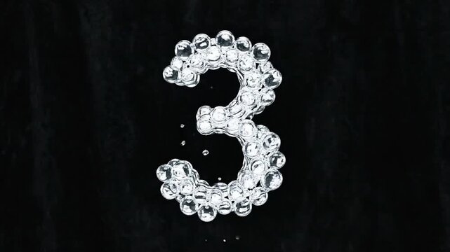 Stylized Number Three Made of Bubbles