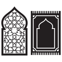 Islamic Arch with Geometric Pattern and Prayer Mat Vector Art