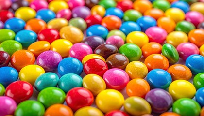 Obraz premium たくさんのカラフルなキャンディー、チョコレートのイメージ画像
