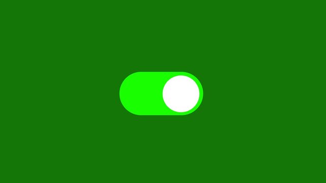 switch off on button animation.green  screen Modern Neumorphism style slide button.Turn On and Off switch 4k animation.