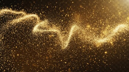 Fototapeta premium A vibrant golden sparkle trail against a dark background with shining particles