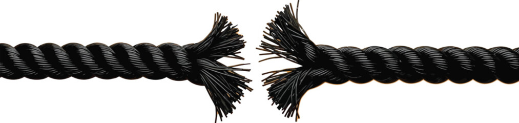 Obraz premium Thick rope snapped in the middle symbolizing break