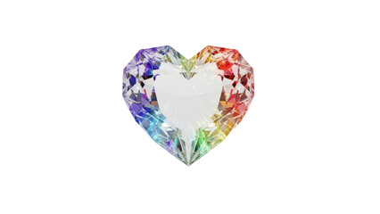 Rainbow Heart Gemstone Isolated on Transparent Background