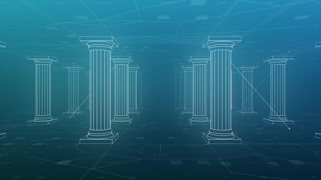 Wireframe architectural drawing of classical columns