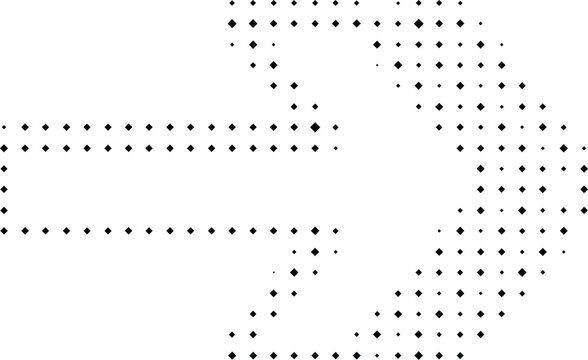 Black vector arrow icons. Cursor. Arrows sign. Modern Simple Arrows. Arrow Icon halftone made of dots on white background. Transparent background