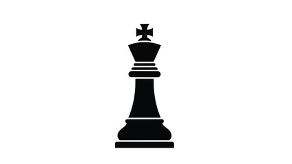 Fototapeta premium Classic black chess king piece silhouette representing strategic leadership and power isolated on white background.