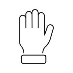 Obraz premium Raised Hand Line Icon. Student Participation And Classroom Question Gesture Outline Symbol. Warning Sign For Stop Or Participation. Editable Stroke. Isolated Vector Illustration