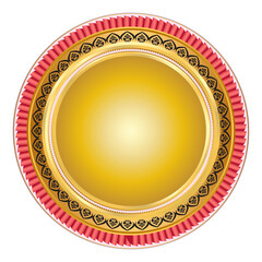 Luxury golden circle frame with vintage gold circular pattern transparent background round ornament