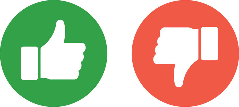 Like and dislike icons on white background