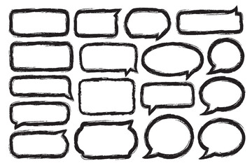 Obraz premium Hand Drawn Black Ink Speech Bubble Frames Set on White Background